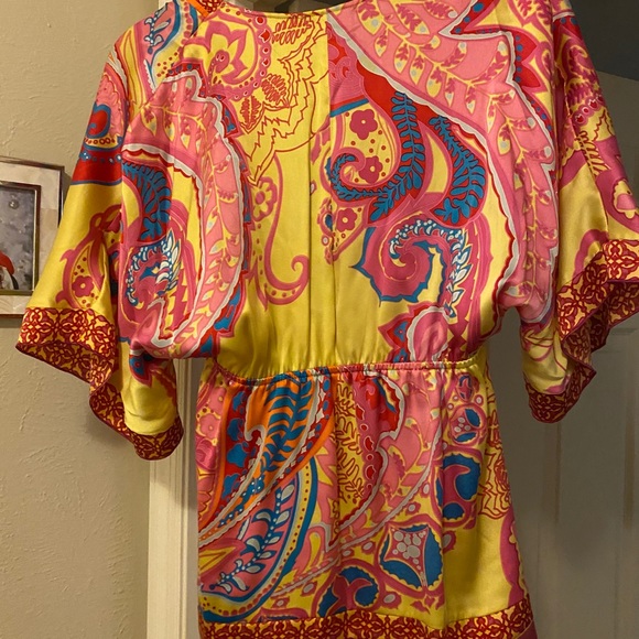 Hale Bob paisley pink and yellow silk top - Picture 3 of 3
